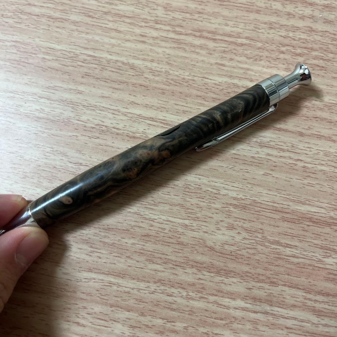こぶた工房　黒檀瘤　極上杢　シャーペン　木軸ペン