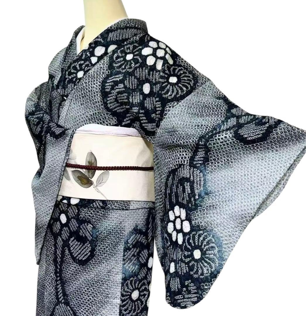 A73有松鳴海絞り高級浴衣 希有辻ヶ花綿　美品　女子会　花火大会　身丈161cm