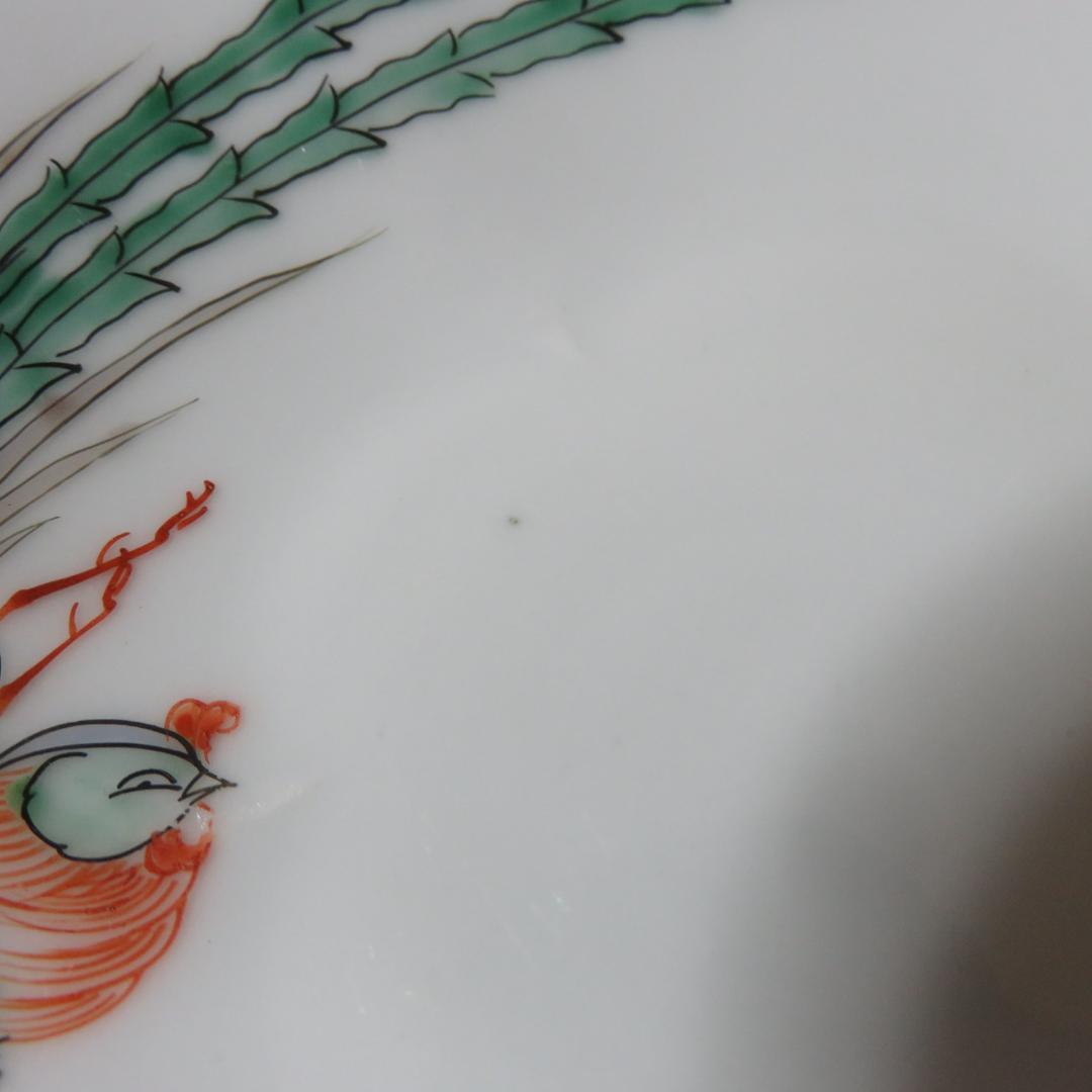 花型 中皿 白磁 色絵付 明治前後 鳳凰 希少品 4枚 古伊万里