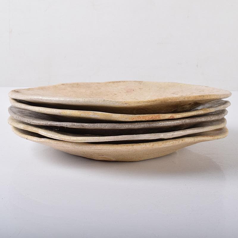 瀬戸焼　古瀬戸　銘々皿　五客　在銘　時代箱付　D　R8256