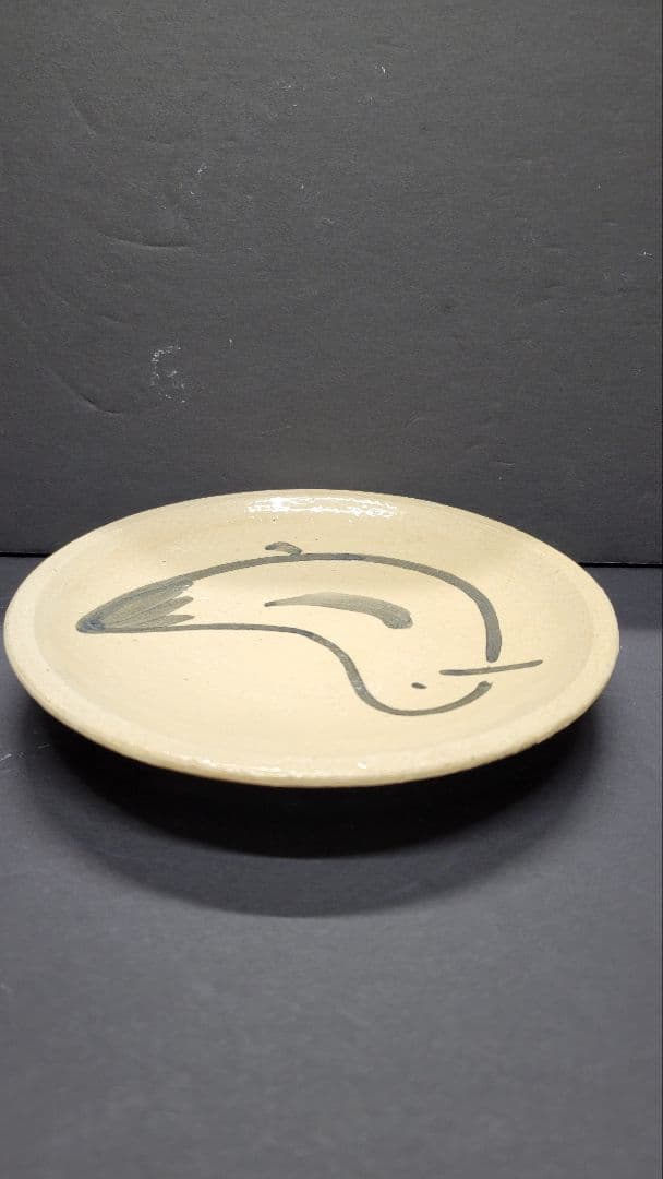 古い今戸焼 都鳥皿 言問 団子皿 15センチ /隅田川焼 角田川焼