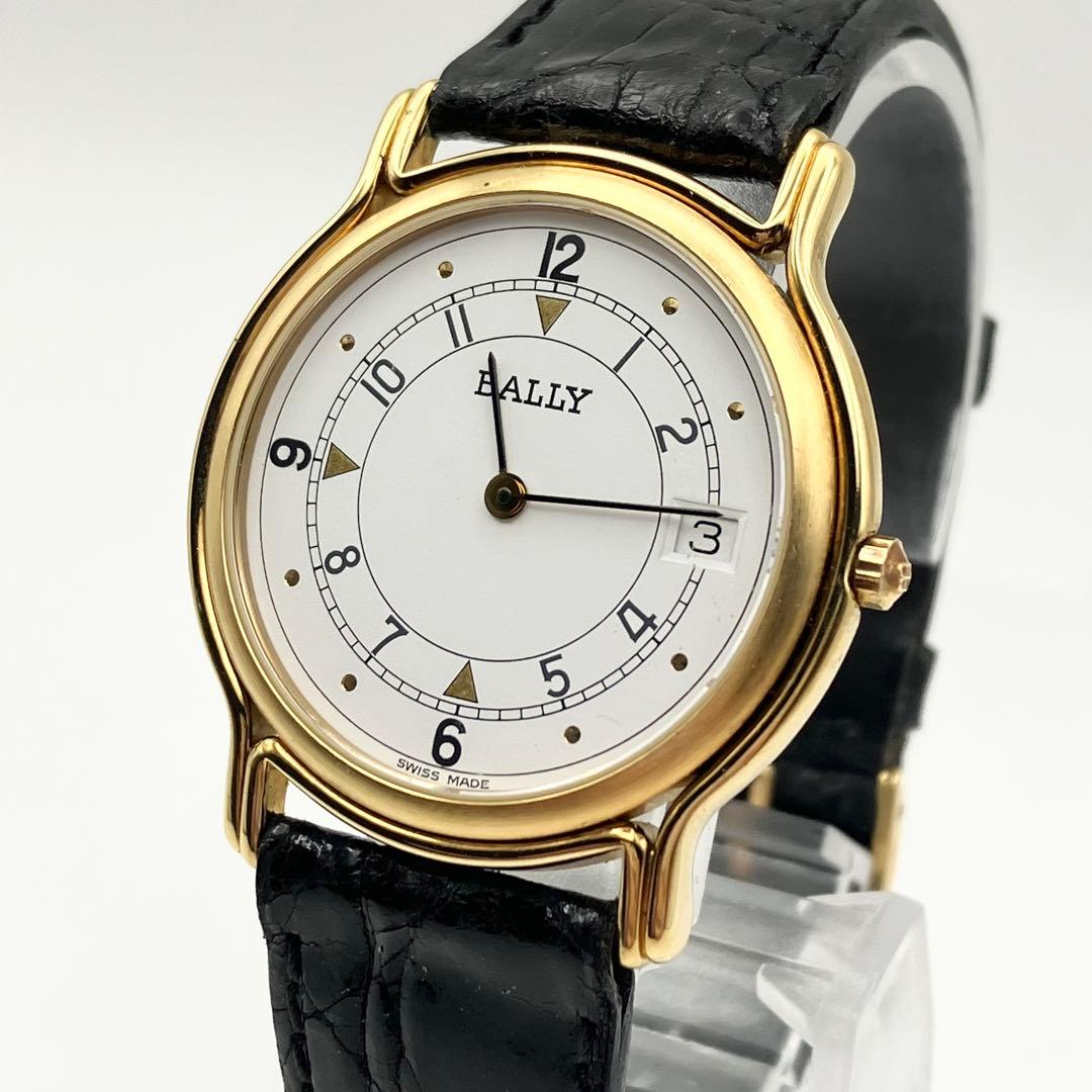 バリー BALLY 腕時計 メンズ　クォーツ デイト　ラウンド レザーベルト