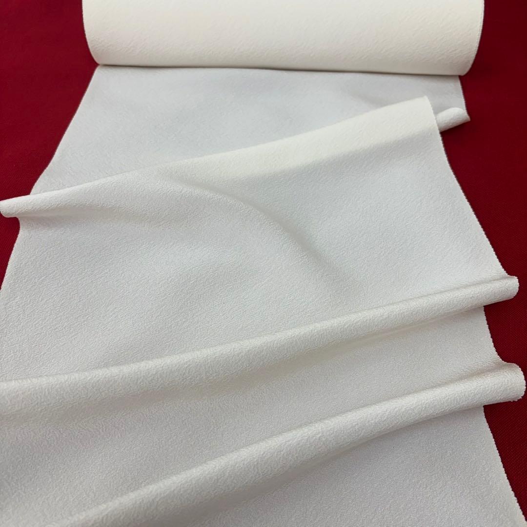 松寿縮緬　浜ちりめん織　12m 白地反物　未使用極美品