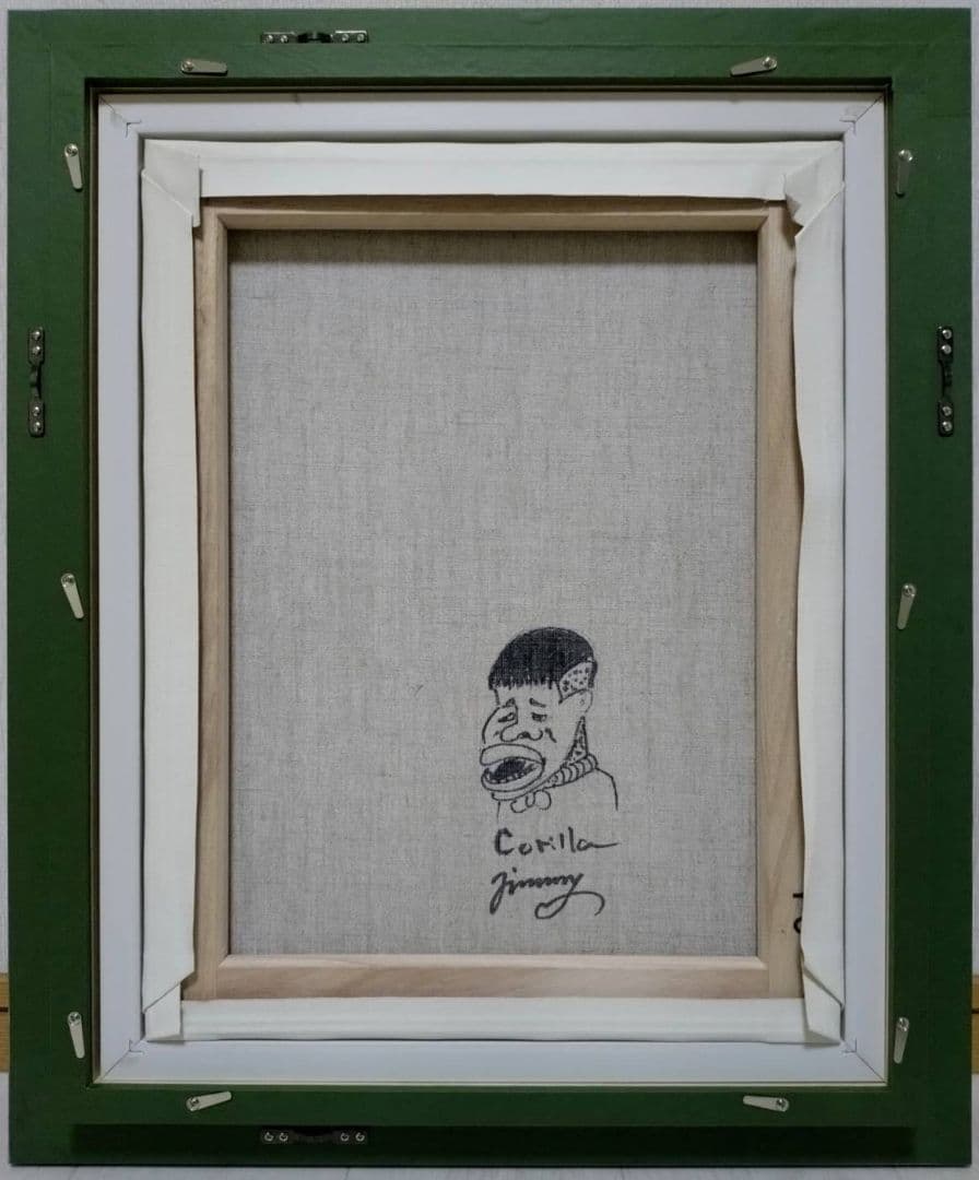 【F6号】ジミー大西【ゴリラ】手描き作品/表裏サイン/油彩/アクリル/絵画/額縁