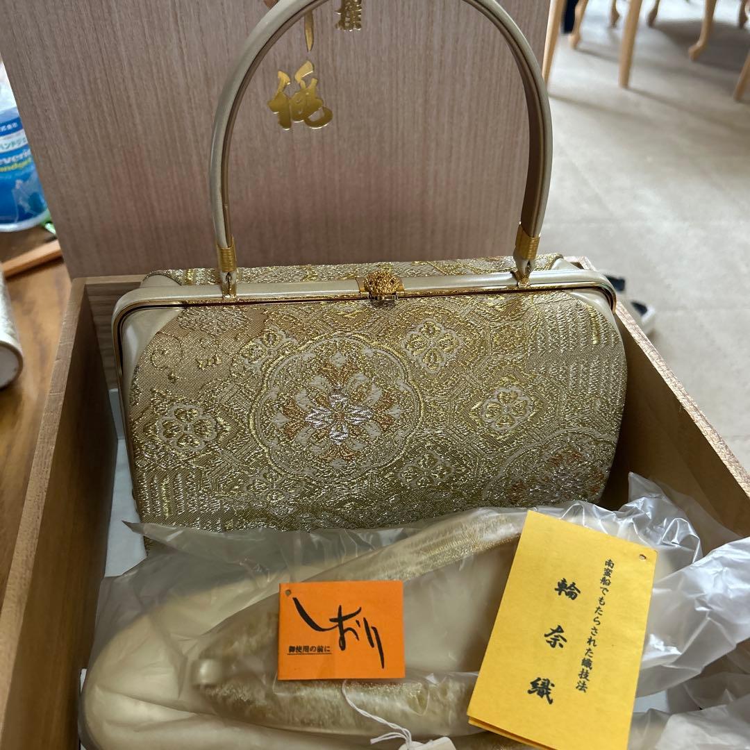 西陣織 草履バッグ セット 正絹 輪奈織 フォーマル 礼装用 帯地　和装用