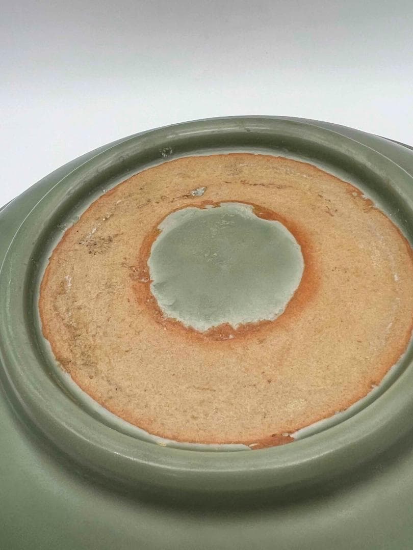 明時代　青磁　龍泉窯刻花大盤　青磁皿　唐物　古賞物　時代物(B-67)