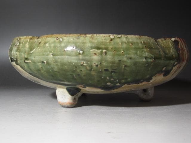 ★　江戸中期　古織部鉢　黒田陶々庵極めがございます★x450