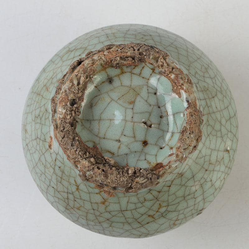 中国　南宋　官窯　金糸鉄線　飾壺　小壺　Z　8608