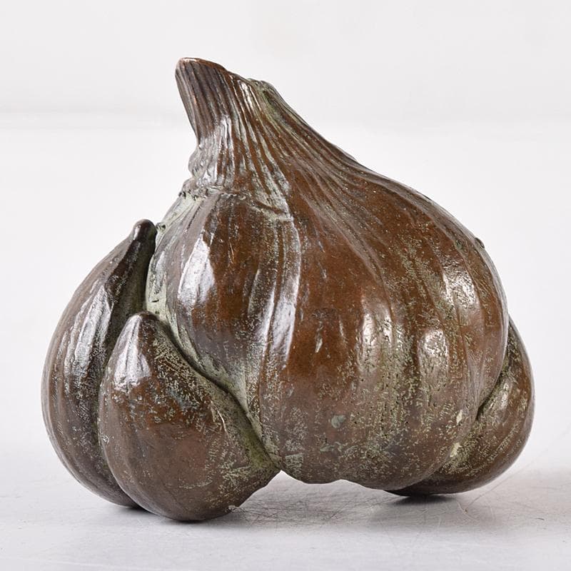 金工名品　古銅宣徳銅　大蒜　置物　紙鎮　在銘　C　8330E