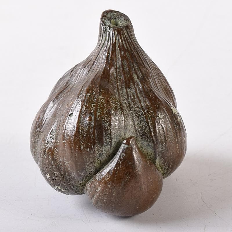 金工名品　古銅宣徳銅　大蒜　置物　紙鎮　在銘　C　8330E