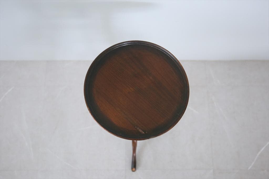 英国アンティーク木製ワインテーブル/サイドテーブル/丸机/飾り棚(89-30-2