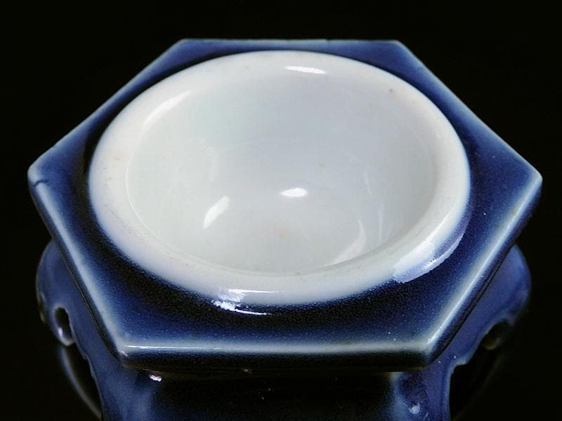 古伊万里　瑠璃透かし　六角　盃台　C564AS-CGo