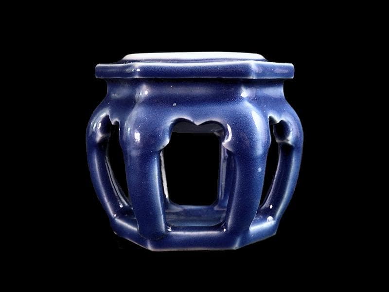 古伊万里　瑠璃透かし　六角　盃台　C564AS-CGo