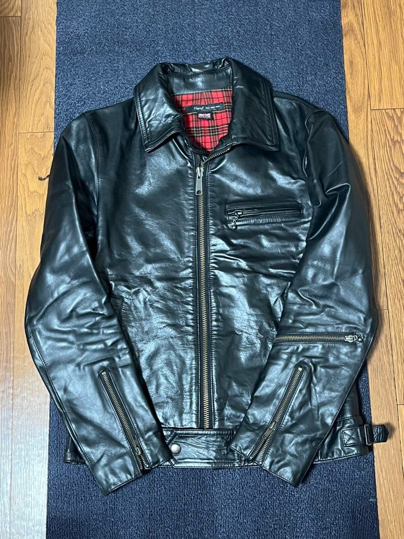 [中古]Haruf ブラック レザー 馬革 シングルライダース M