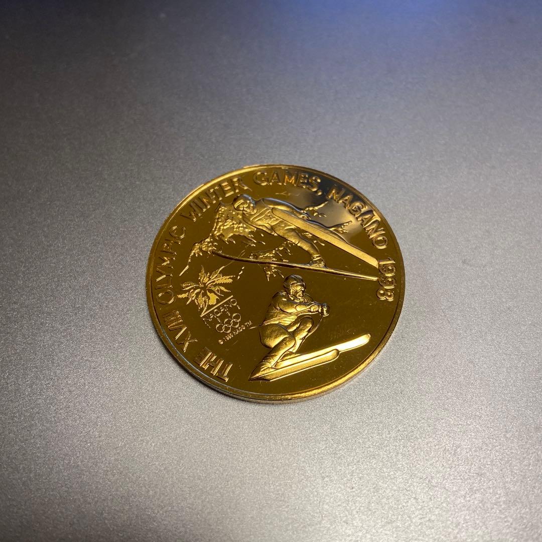 1998年長野オリンピック記念 純銀メダル 純金仕上げsilver999約24g