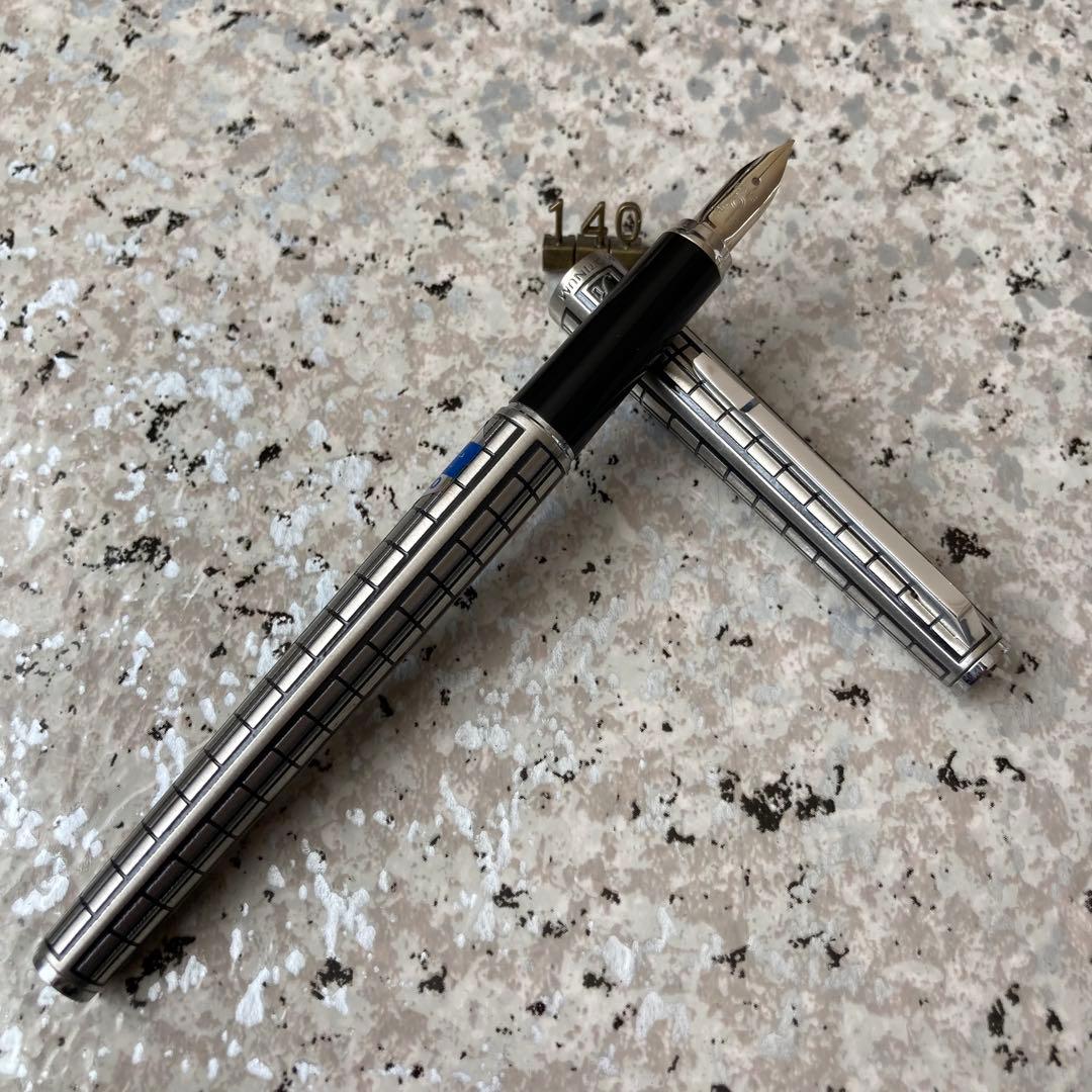 #140 オーバーホール済み 万年筆 PLATINUM 蝕刻 ロング 14k