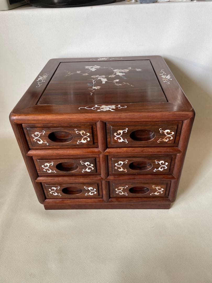 スイカ 小引出し 小物入 3段 薬箪笥 唐木 無垢 貴重品収納 宝石収納