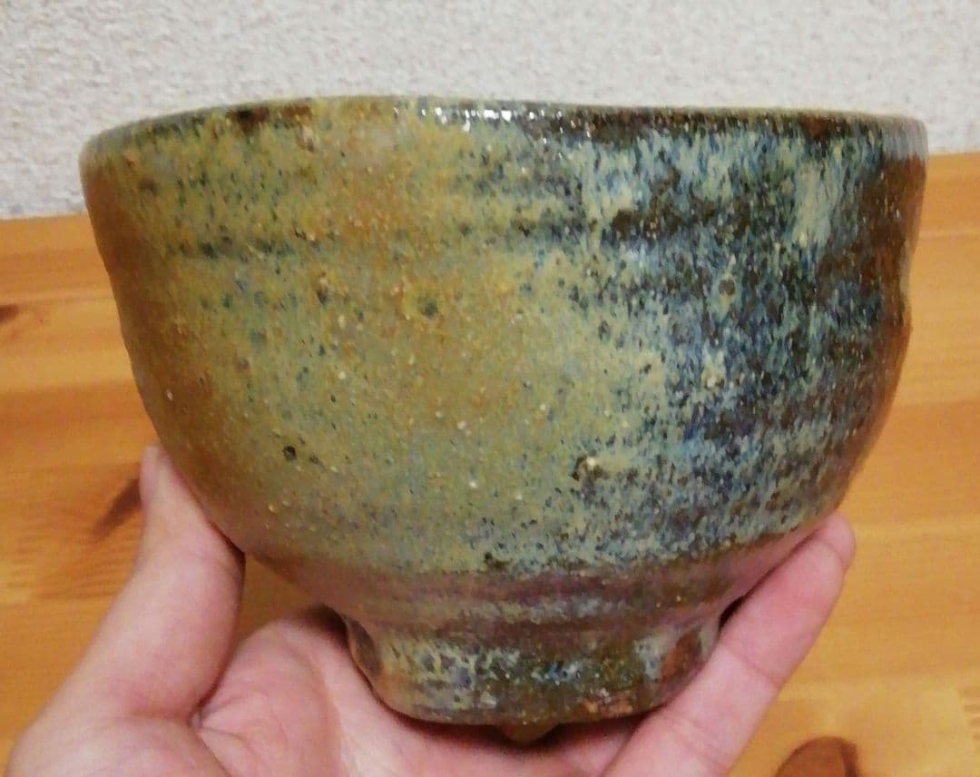 川喜田敦(二代川喜田半泥子)作　銘『夜の梅』　茶碗　共箱　略歴付　茶道具