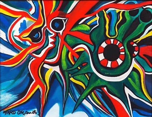 岡本太郎「天空に我あり」油彩 F6号 肉筆 サインあり