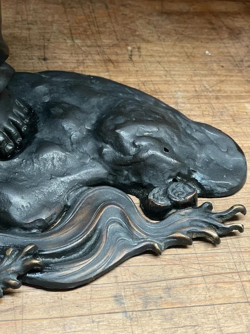 金工師 正之造 古銅 川渡 布袋 立像 七福神 仏像 巨大 縁起物 置物 彫刻