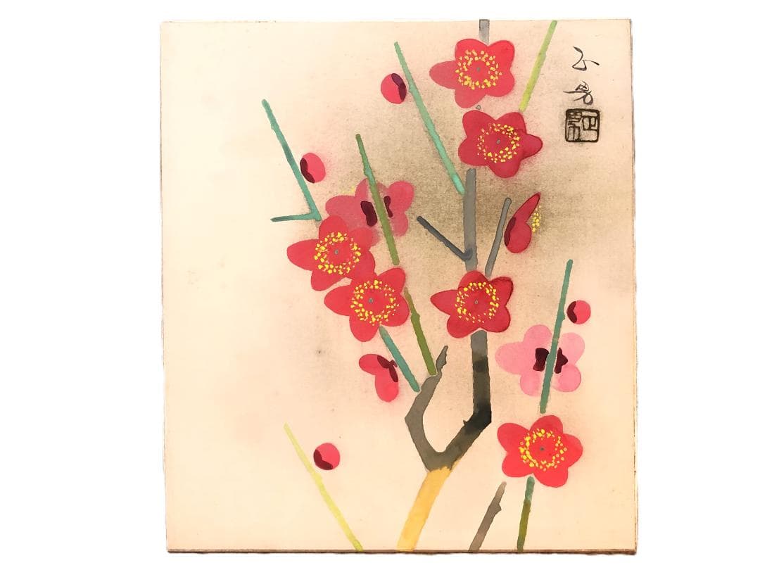 【 関口正男 早春 】　肉筆色紙