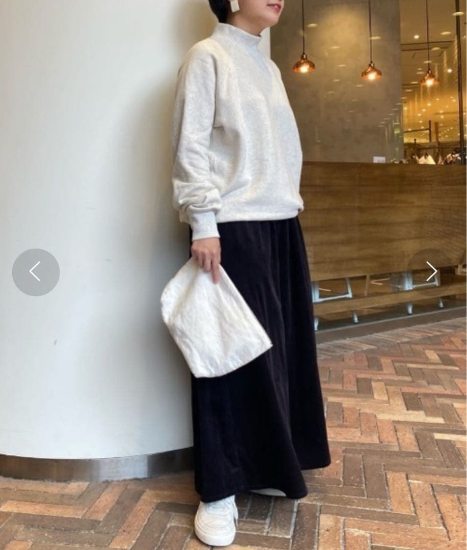 最終価格　ビアズリー コーデュロイ　ウエストリブパンツ　フリー　ブラック