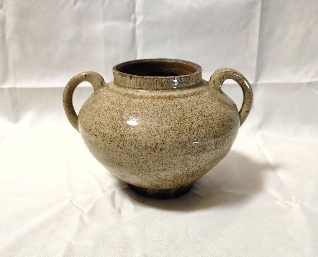 灰釉双耳壺、中国、古瀬戸、李朝？