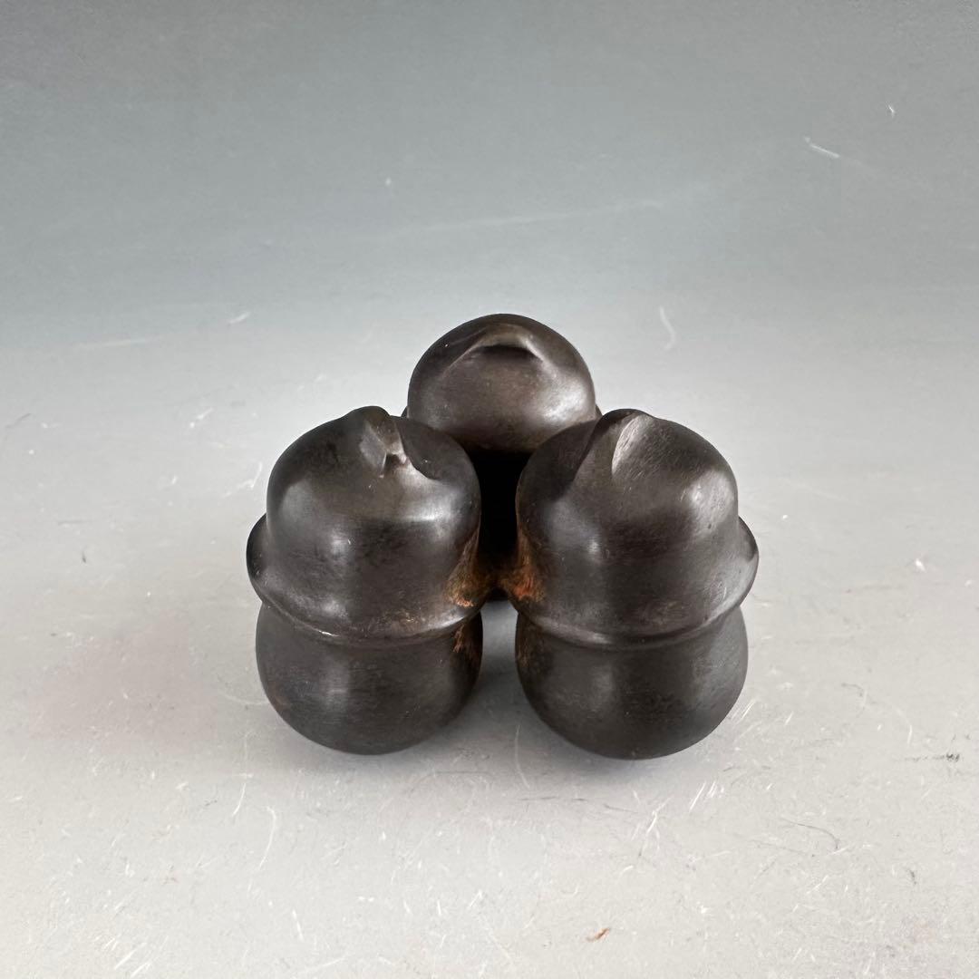 茶道具　唐銅　蓋置　3種　閑浄　共箱　鼓　扇面　三鈴　工芸品　茶の湯　稽古