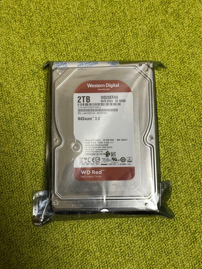 新品WDRED WD20EFAX 3.5インチ HDD 2TB SATA