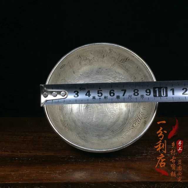 骨董品，925銀のボウル，花が咲き富貴である，銀の椀