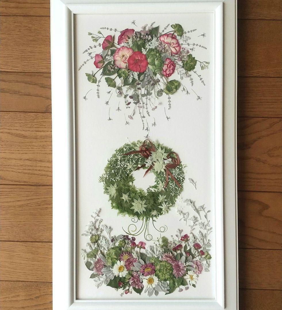押し花アート〜花のワルツ〜 額装　アート リース　押し花額　インテリア　ブーケ