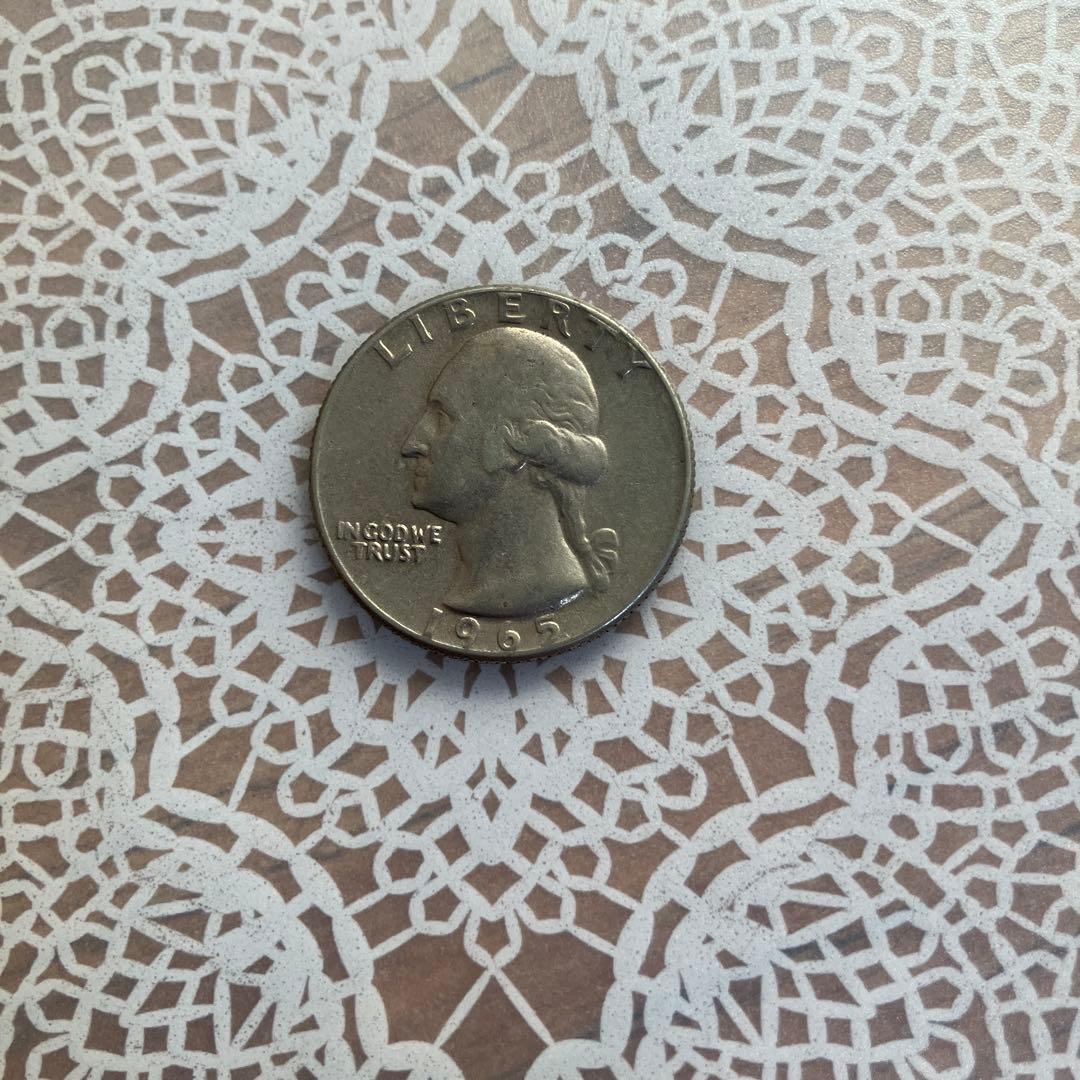 1965年 ノーミントマーク　希少なアメリカ合衆国 クォーター　25セント
