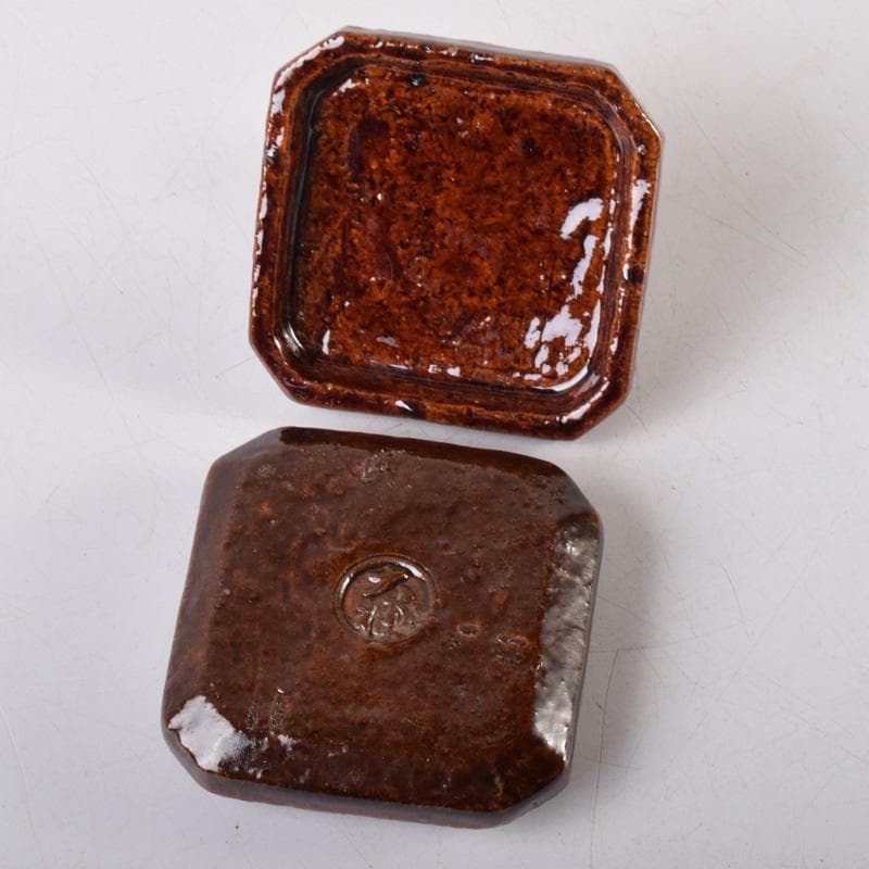 茶道具　大樋焼　松寿造　飴釉　寅香合　書付　共箱　V　8084