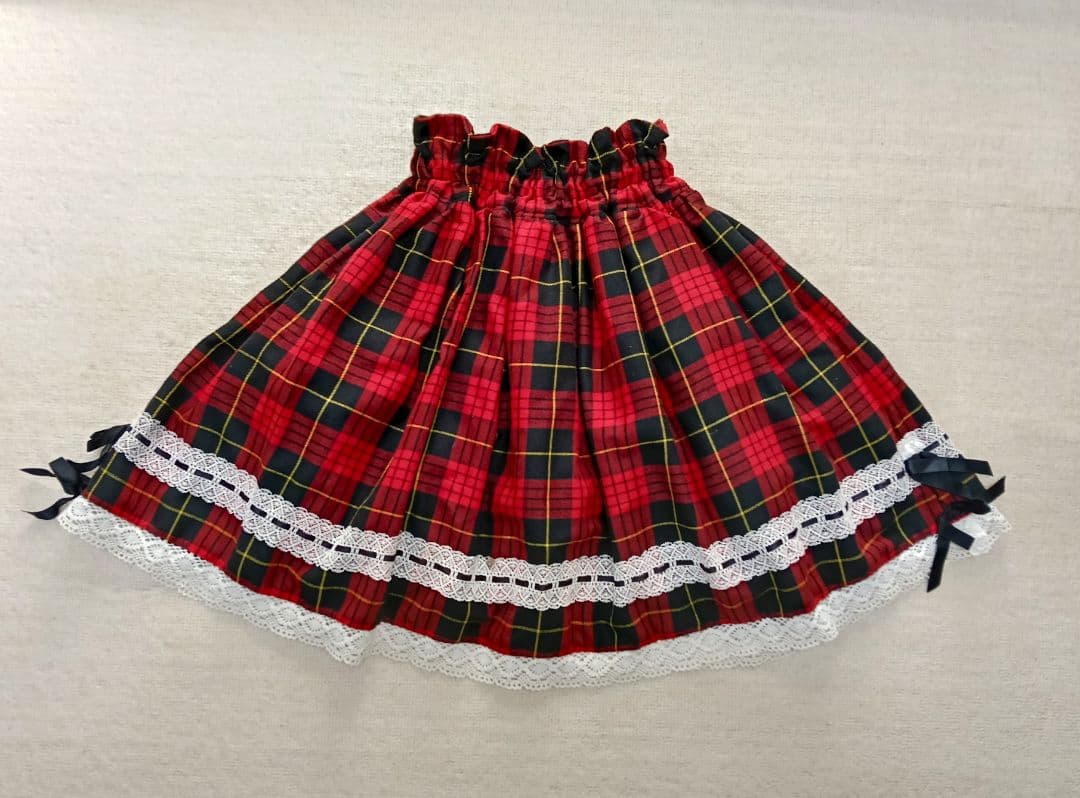 初期メタモルフォーゼ 赤黒チェック フレアスカート