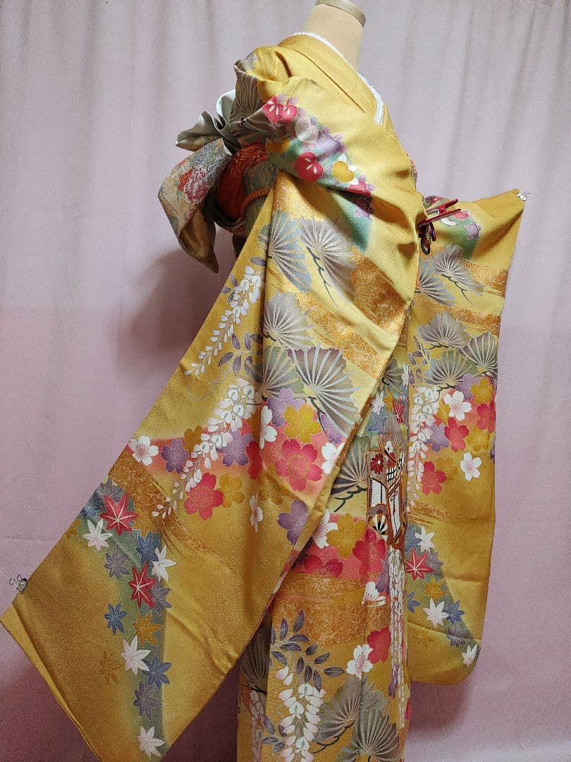 後藤久美子ブランド振袖　袋帯　帯揚げ　帯締め　セット　山吹色/ゴールド系