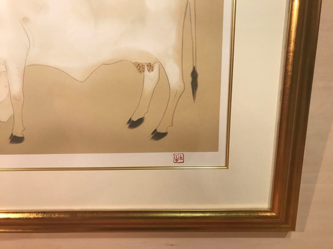 奥村土牛　「聖牛」　リトグラフ　落款・エディション・作品証明シール有り