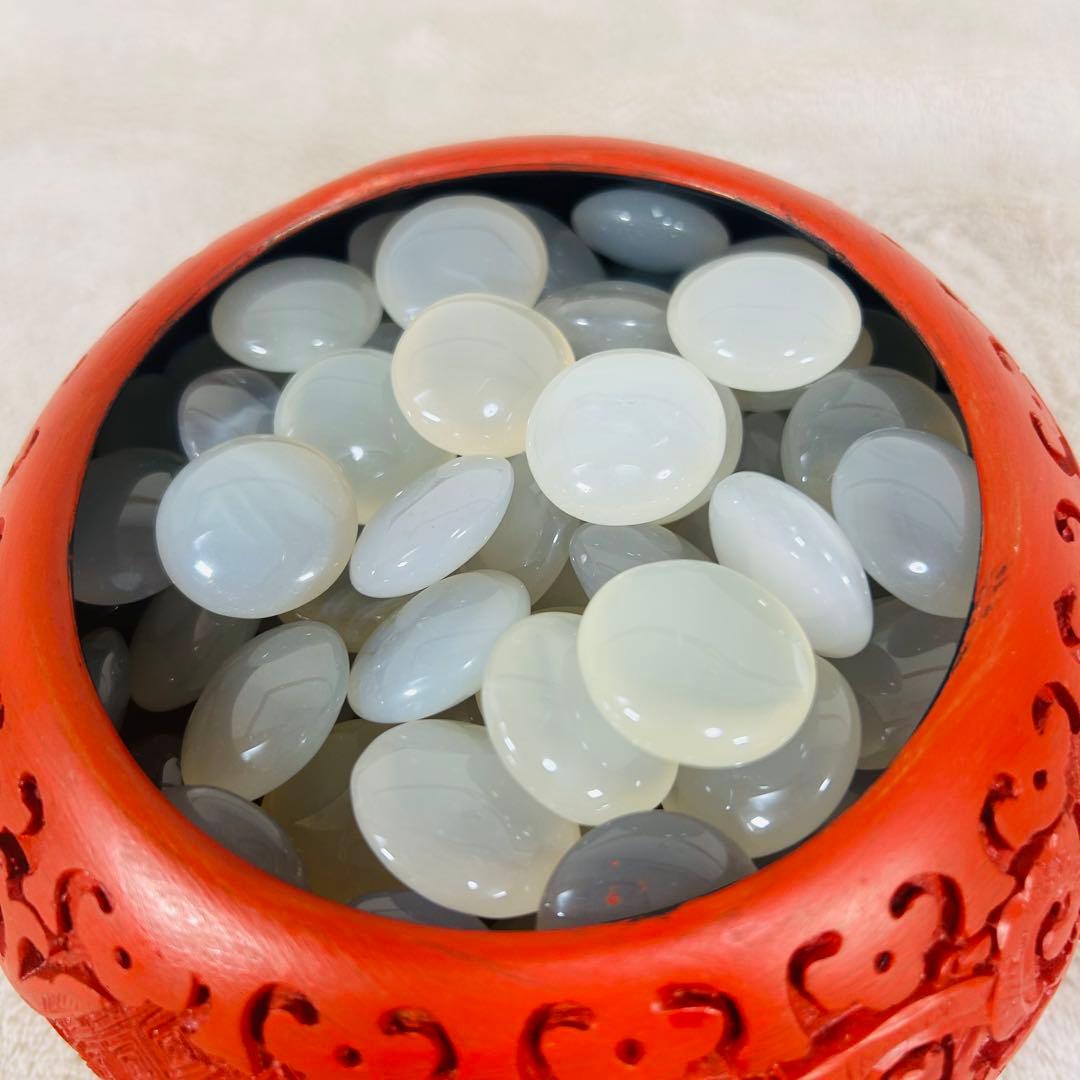 【希少】瑪瑙　めのう　碁石　天然石　白180 黒180