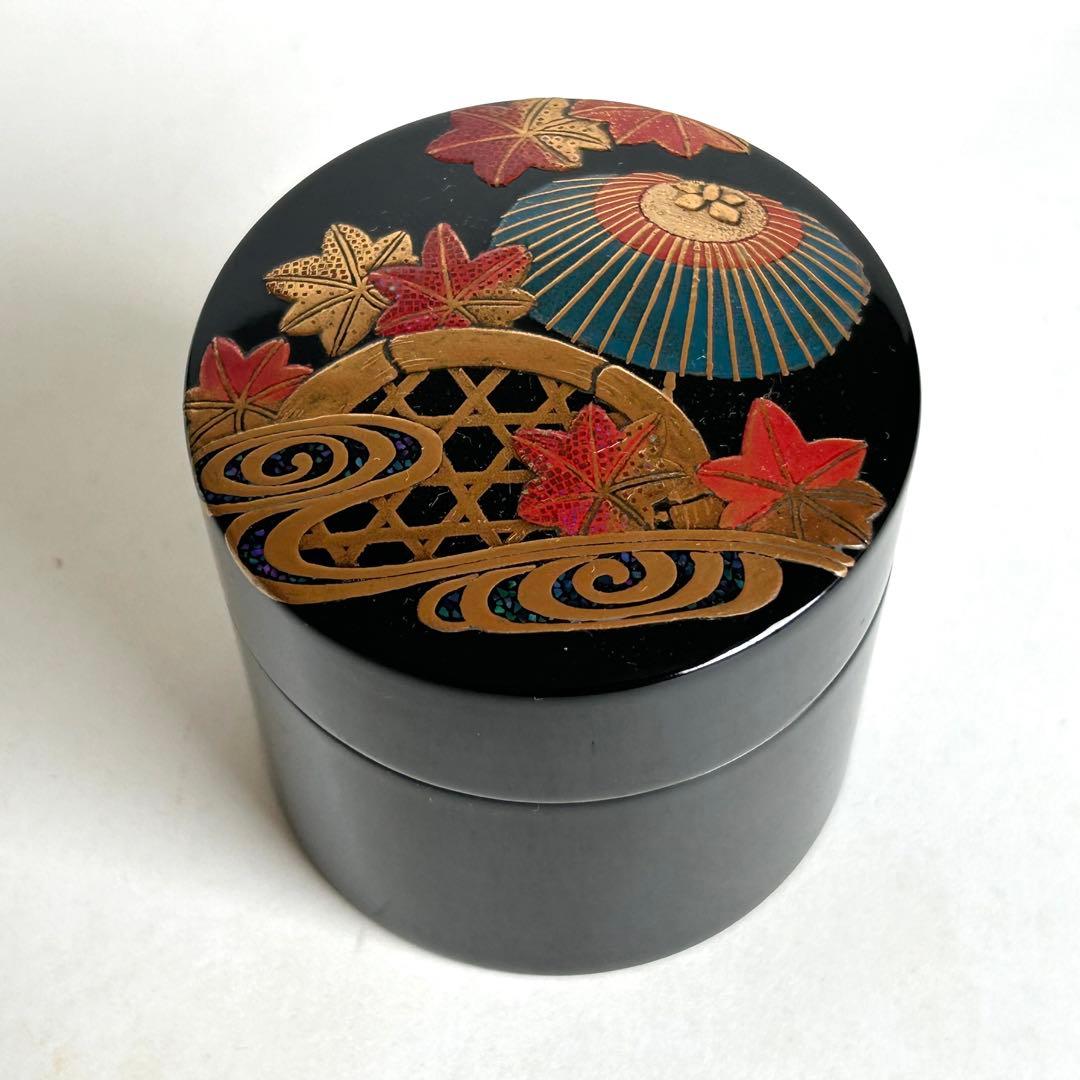 【美品.希少】漆器　茶筒　茶器　茶道具　木製　漆塗り　蒔絵　螺鈿 伝統工芸 小
