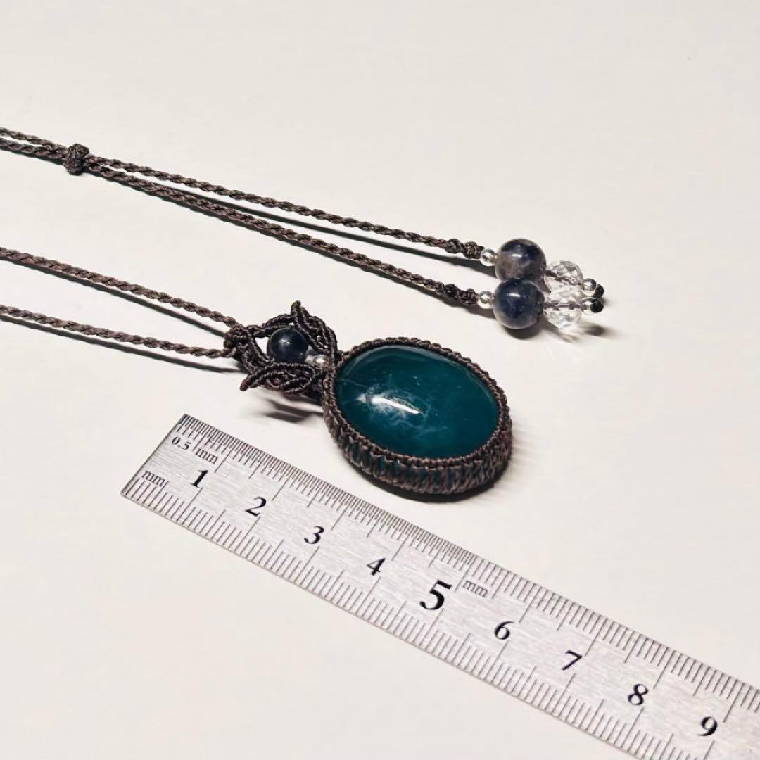 #2232 ♡アクアマリン&アイオライト&カット水晶天然石♡マクラメネックレス