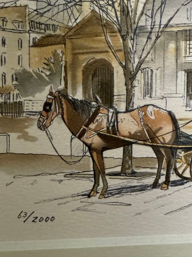 藤田西洋　馬と馬車の風景 センジェルメン ドゥ プレ教会