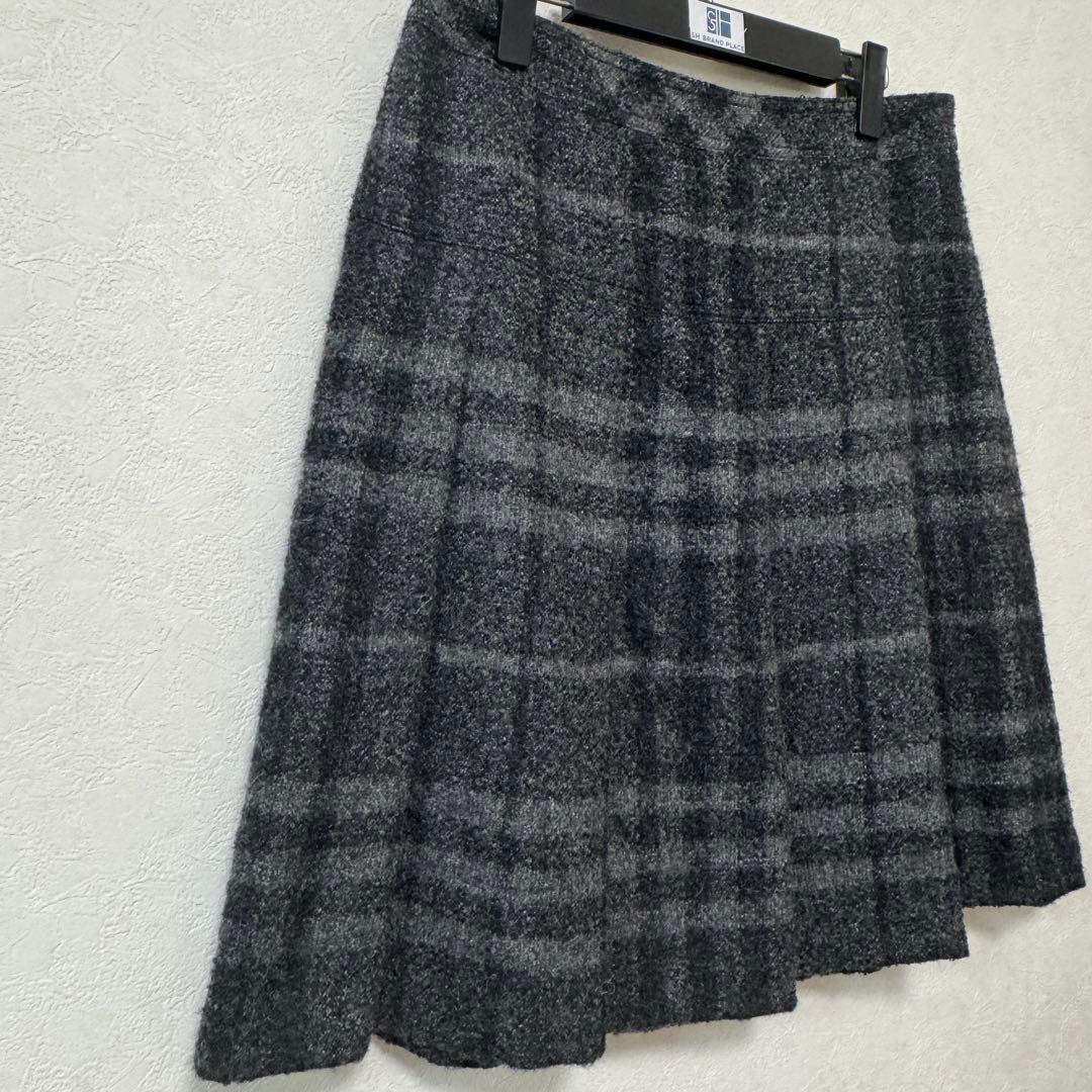 バーバリー ロンドン アルパカブレンド チェック柄 プリーツ スカート 42