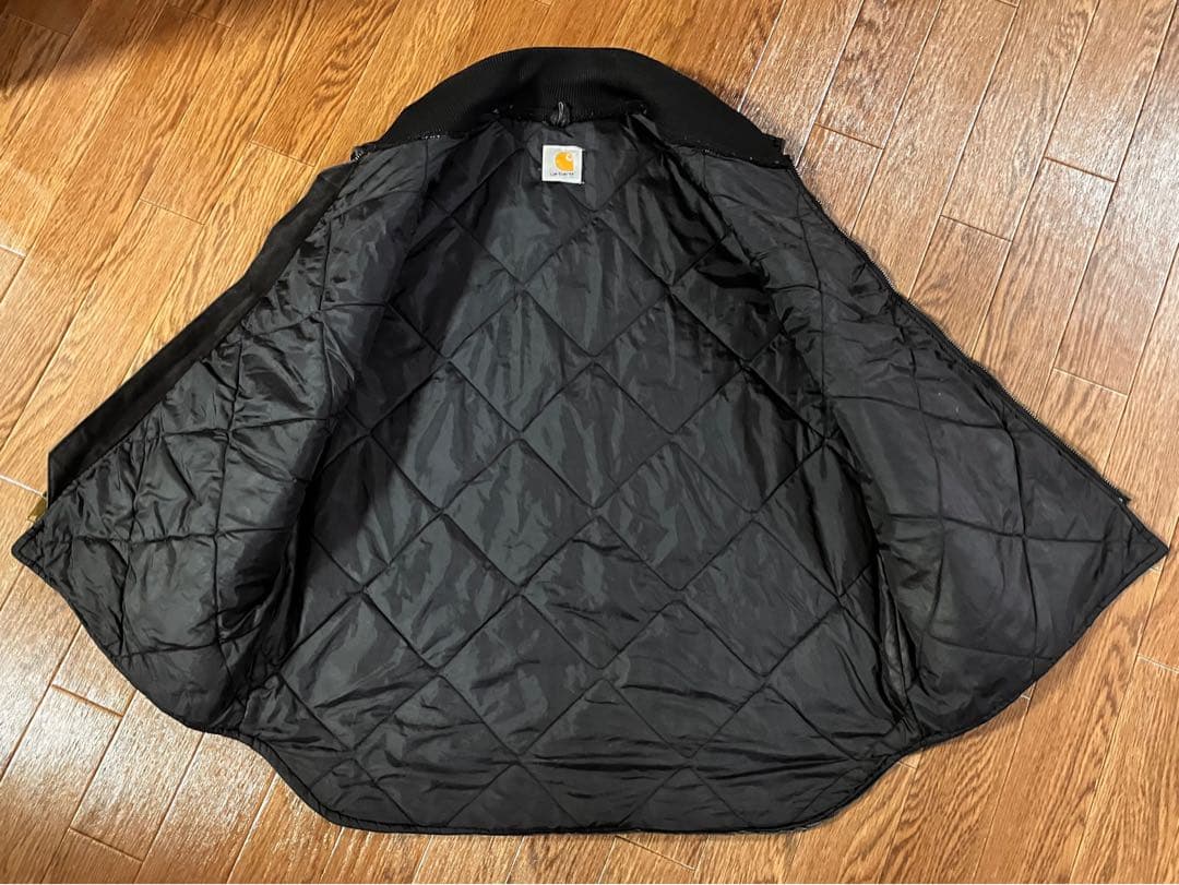 90s Carhartt オニキスブラック ダックベスト USA製 腰ゴム L