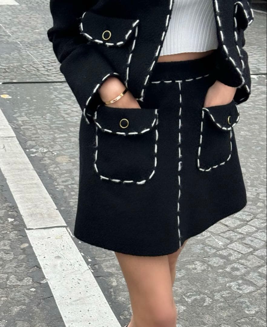 シェリエ sheller ステッチ ツイードキュロット スカート　Mサイズ