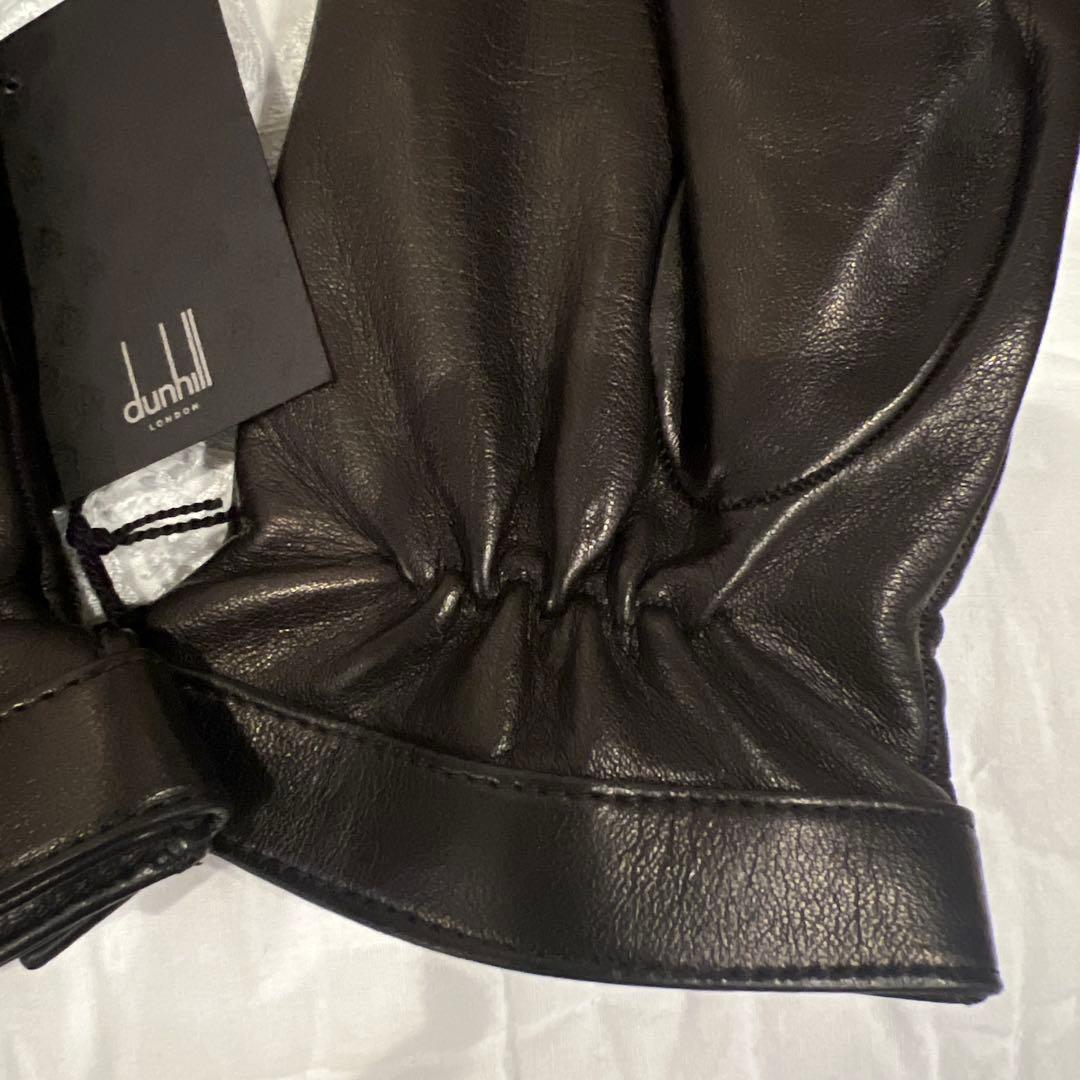 未使用　ダンヒル　最高級レザー手袋　カシミヤ100 黒 本革 ラスト1点