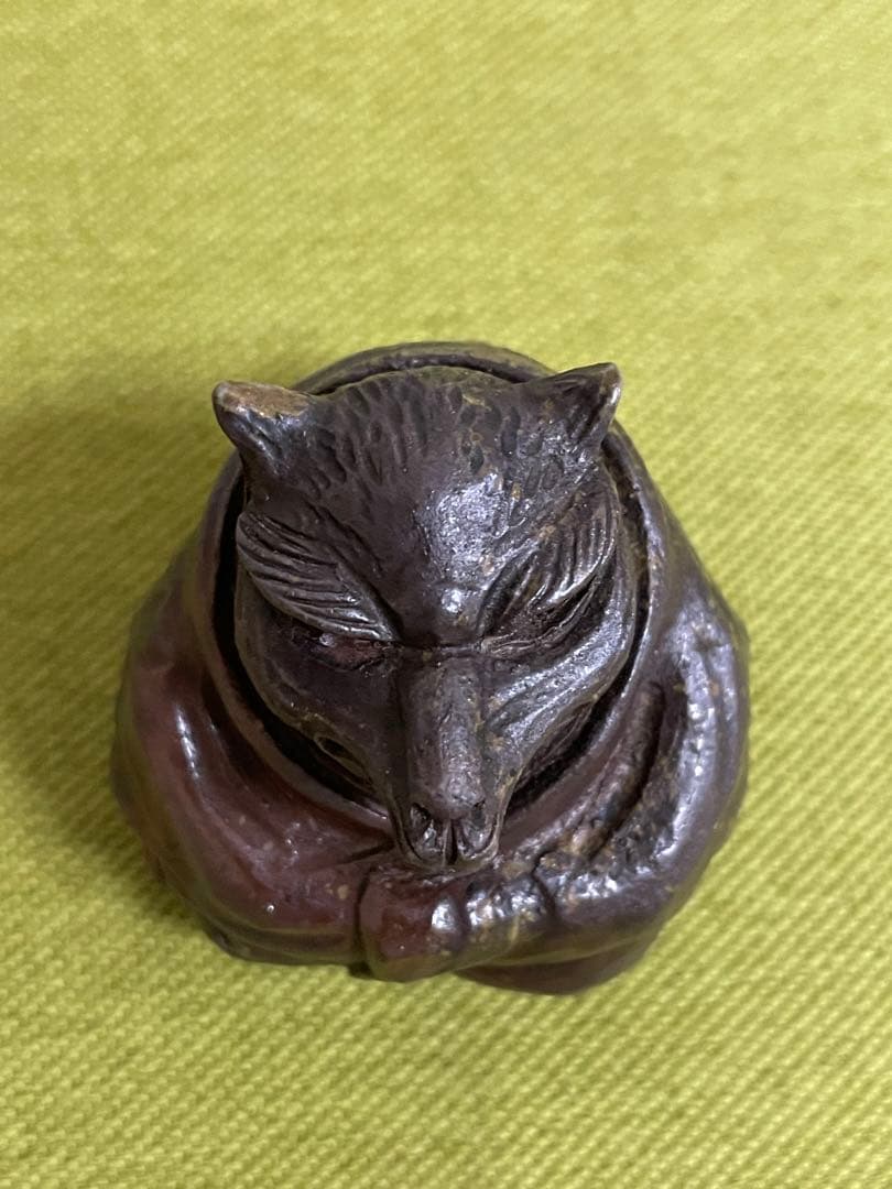 備前焼　難波好陽　香合　在銘　たぬき和尚５センチ