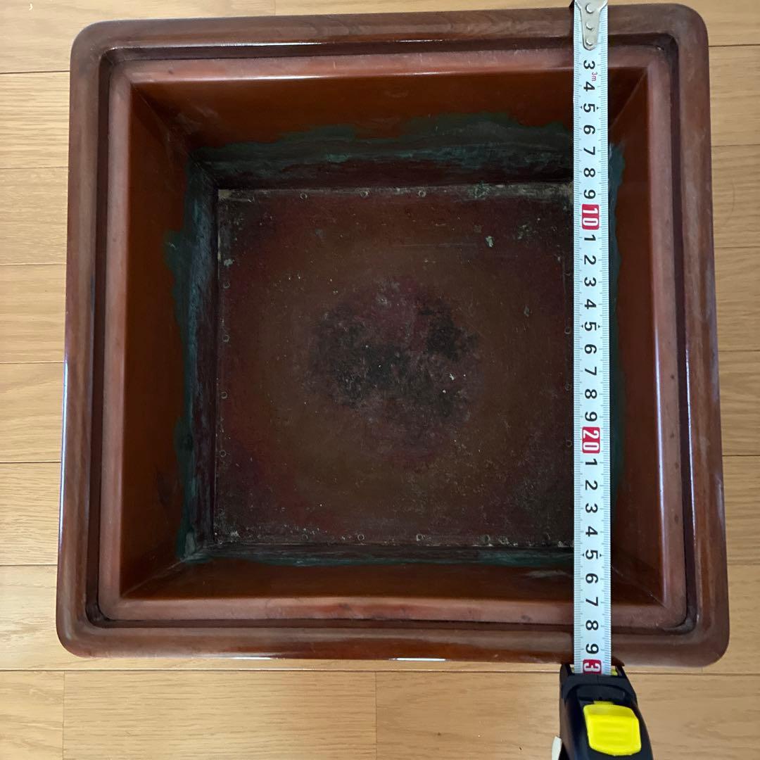 木製火鉢 黒江屋漆器店 C2229 古いラベル付き