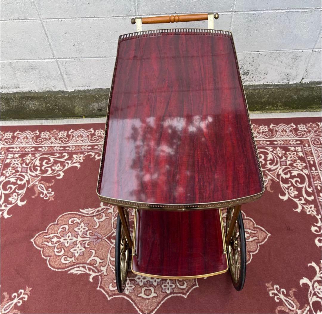 古家具 アンティークデザイン◾️キッチンワゴン 台車 木製ウッドハンドル