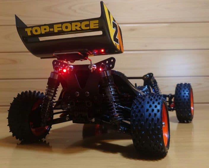 田宮トップフォースEVO.前後LEDライト付＆プロポバッテリー充電器完成品セット