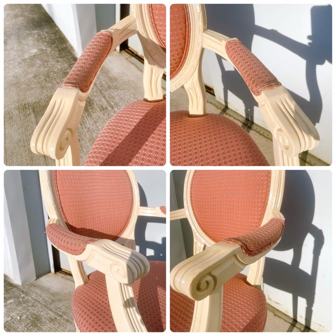 【美品①】ルイ16世様式 フランス華麗チェック織物張 メダリオンアームチェア