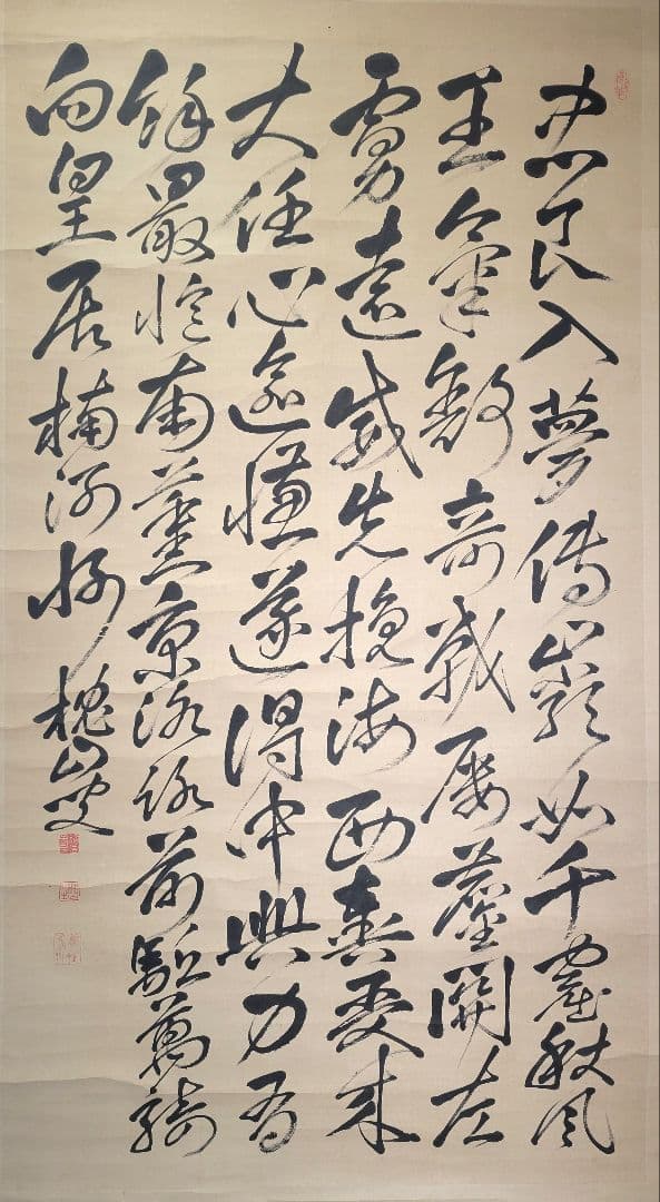 大沼沈山　漢詩人　六行書　楠公の詩　掛け軸　箱無　大幅　書画、骨董品、美術品
